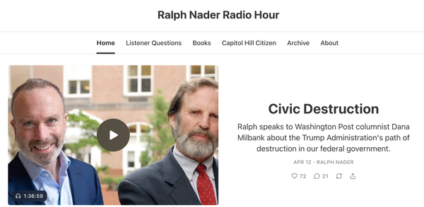 Ralph Nader and Alan Morrison advocating for the "coffee party"